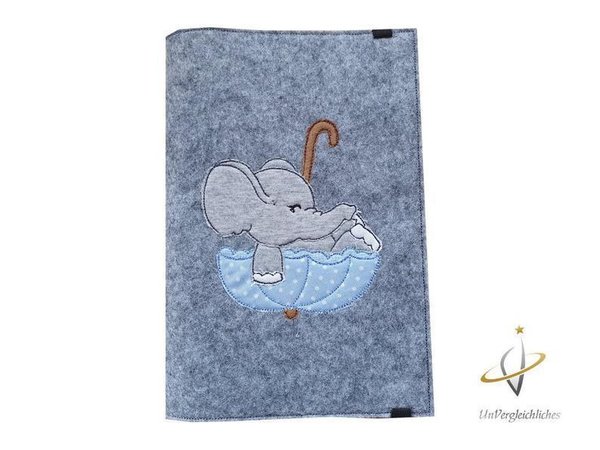 U-Hefthülle Elefant Regenschirm blau