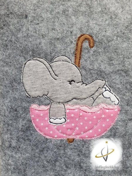 U-Hefthülle Elefant Regenschirm rosa
