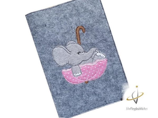 U-Hefthülle Elefant Regenschirm rosa
