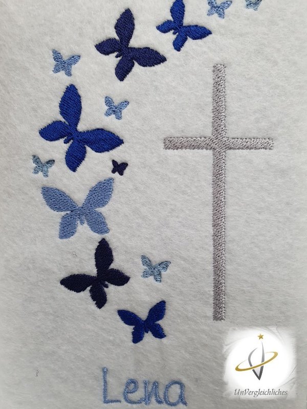 Gotteslobhülle Schmetterlinge weiß / blau